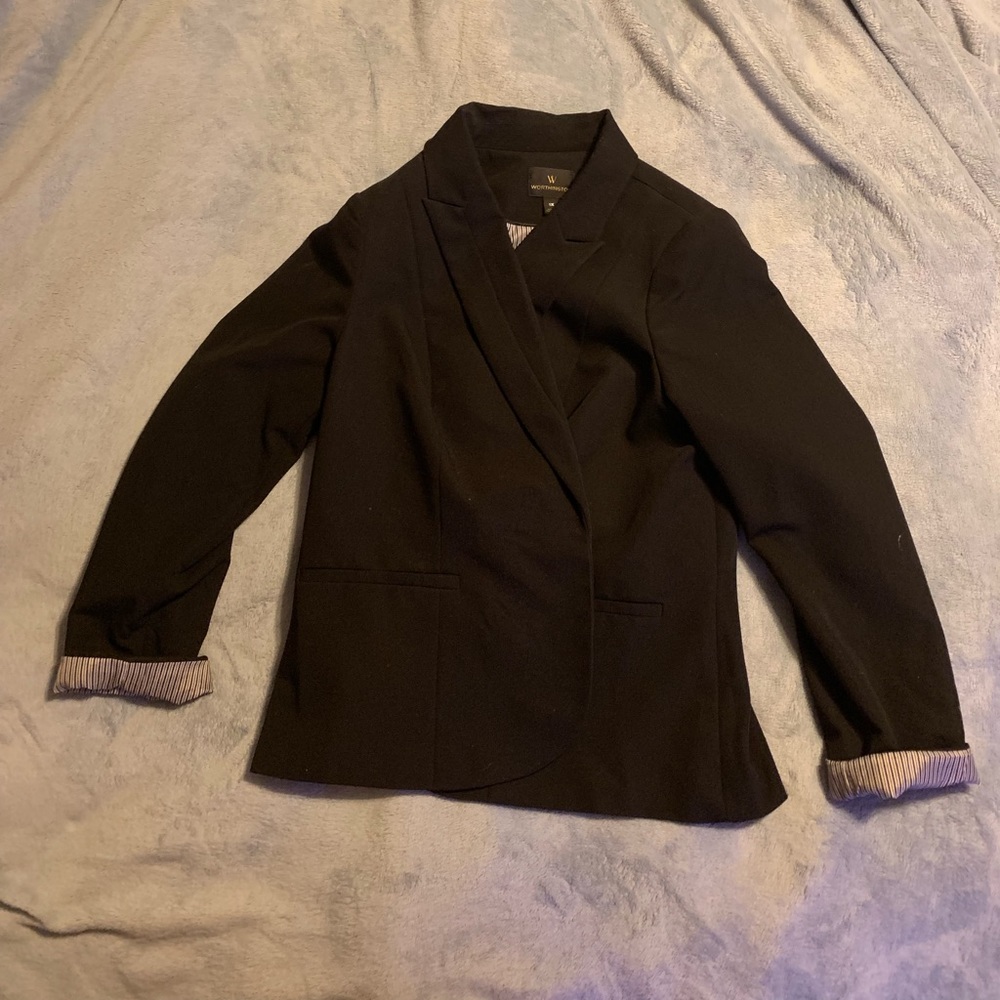 Black Blazer with Black and White Stripes